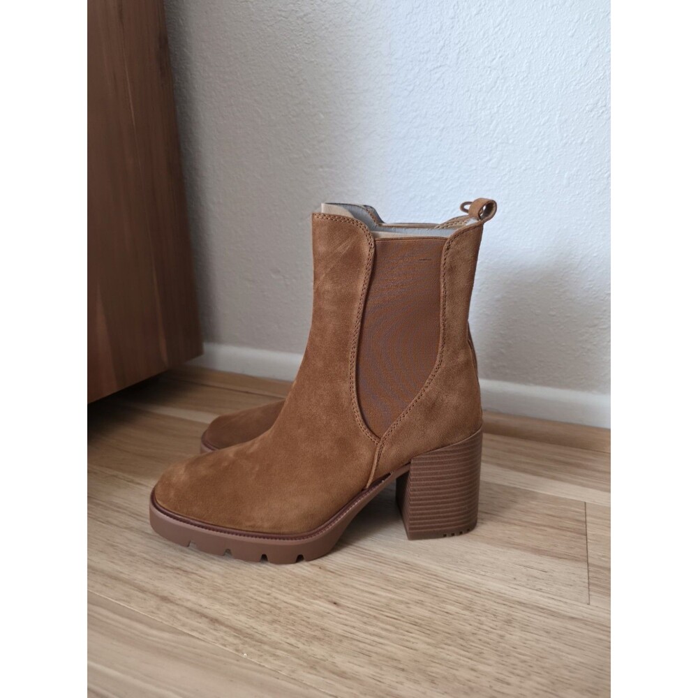 Sam Edelman Rollins Frontier Brown Suede Block Heel Chelsea Boots Size 11 M - Picture 4 of 12